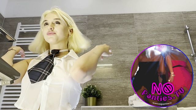 No Panties TV featuring Petite Blonde's upskirt smut